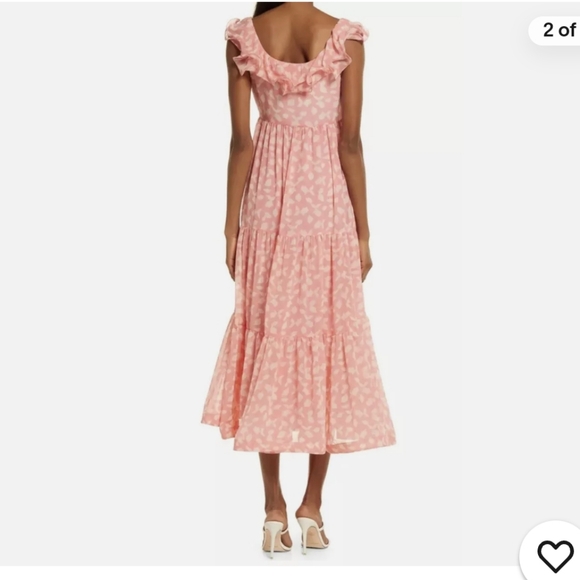 NEW Chelsea28 Ruffle Midi Dress, Size S, Color: Pink Falling Leaves - Picture 3 of 11